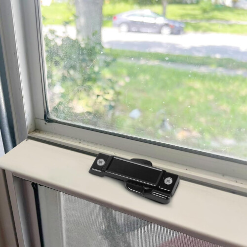 4PCS Black Iron Sliding Window Sash Lock Set with Screws, Durable Replacement for Enhanced Security 2