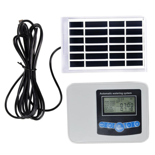 Automatic Irrigation Timer with Dual Pump Solar Watering System, Dual Power Charging and Smart Control