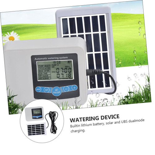 Automatic Irrigation Timer with Dual Pump Solar Watering System, Dual Power Charging and Smart Control 1
