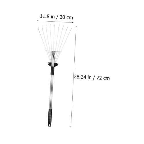 Adjustable Metal Leaf Rake with Telescopic Handle for Lawns, Ergonomic Grip, Durable Head 1