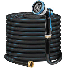 100ft Non Expandable Garden Hose – Anti Kink Lightweight Flexible with 10 Spray Nozzle, Burst Resistant for Outdoor (Blue or Green)