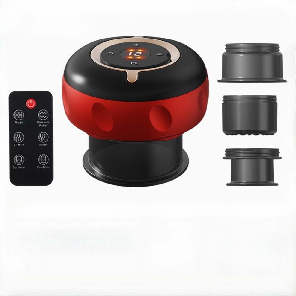 Red Electric Cupping Therapy Device, Wireless Heating Suction Massager For Pain Relief And Moxibustion,