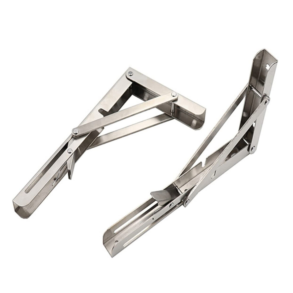 2Pcs Heavy Duty Folding Shelf Bracket 25X12cm Stainless Steel Triangle Wall Mounted Spacesaving Support 9073542012054