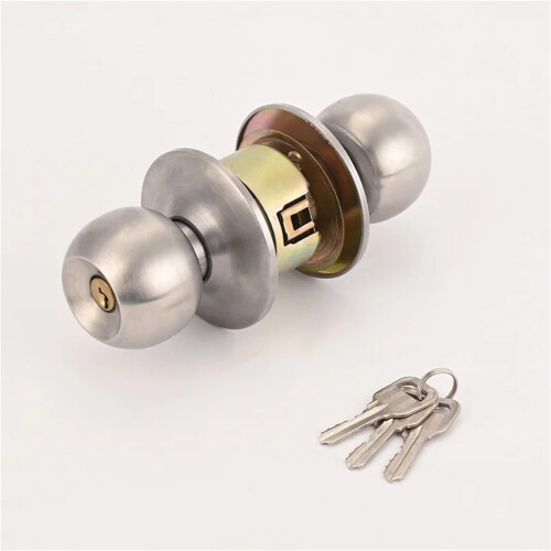 Stainless Steel Door Handle Lock Set with Privacy Lock Function for Bedroom and Bathroom, Includes Keys 2