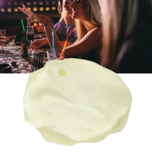Satin Yellow Fabric Drink Cover with Straw Hole
