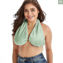 (M, Green) Towel Bra Bath Towel Hanging Neck Wrapped Bra Big Chest Hanging Neck Towel Bra