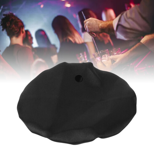 Elastic Band Drink Cover with Straw Hole Reusable Fabric Protector Satin Black 2
