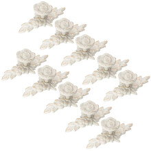 Vintage Rose Cabinet Knobs with Backplate, Antique Flower Drawer Pulls for Dresser, Shabby Chic Zinc Alloy 10 Pack
