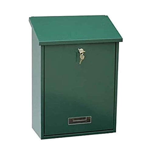 Green Wall Mounted Lockable Mailbox 44.5cm Durable Iron Large Capacity Post Box for Home and Office