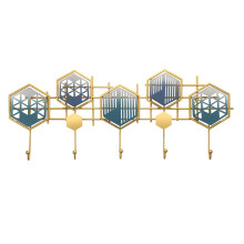 Modern Wall Mounted Coat Rack Large with Decorative Shelves, Handcrafted Iron Hooks for Entryway
