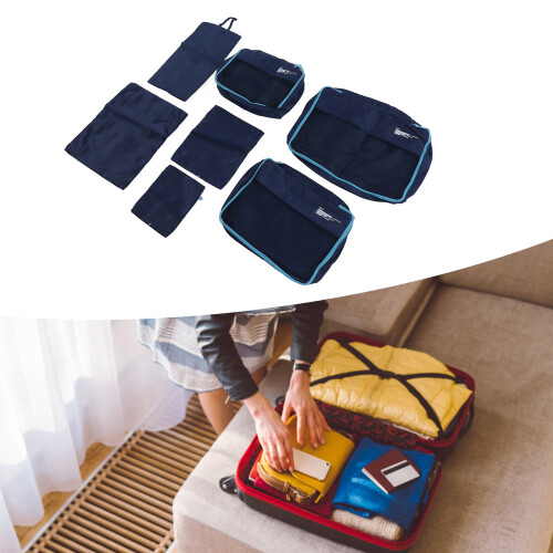 7pc Navy Blue Polyester Luggage Packing Cubes 1