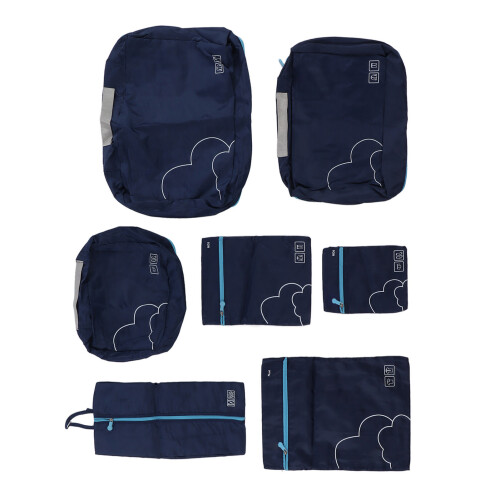 7pc Navy Blue Polyester Luggage Packing Cubes 2