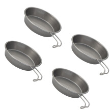 Pack of 4 Stainless Steel Plates Set Rust‑Resistant Stackable Tableware for Camping and Dining