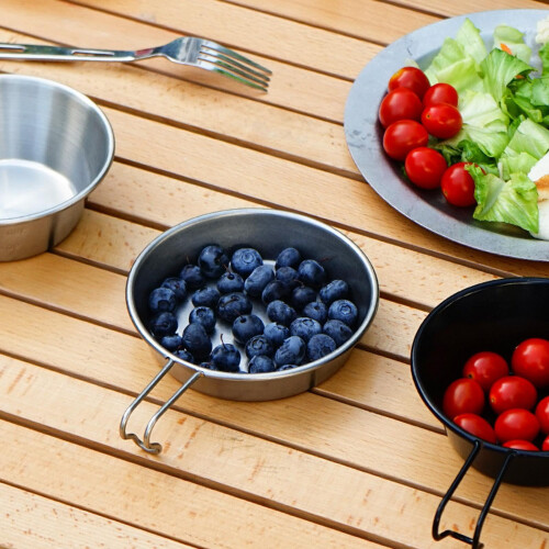 Stainless Steel Dinnerware Set 4 Pack, Stackable Rust Resistant Plates and Bowls for Kitchen and Camping 1