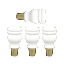 Wood Furniture Legs 12cm White Set of 4 Heavy‑Duty Rubber Wood with Copper Sleeve for Sofa Cabinet Table