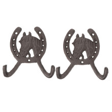 2pcs Vintage Horseshoe Wall Hook Set, Cast Iron Coat and Hat Hook with Rustic Farmhouse Decorative Style