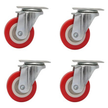 2 Inch Swivel Caster Wheels Heavy Duty Set of 4, Red PVC Hooded Furniture Casters with 360 Swivel Mobility