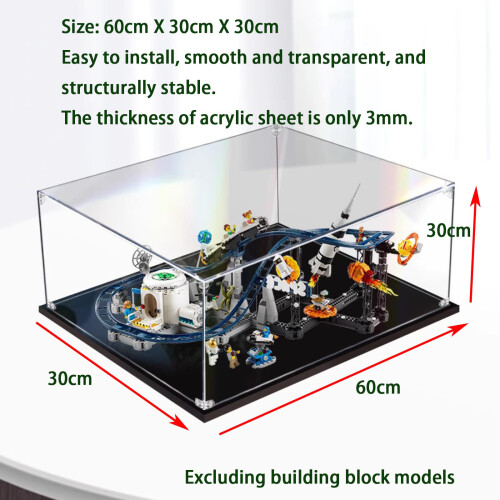 Acrylic Display Case for  31142 Space Coaster, Clear Dust Protection, Transparent 3mm Panel 2