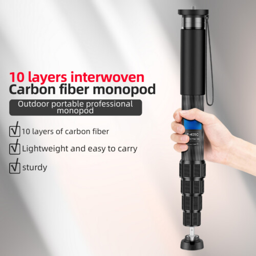Draagbare monopod van koolstofvezel met meerdere secties- P366C 1