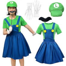 (XL, Mary Green) Peach Dress Cosplay Costume Halloween Couple Outfit Adult Unisex Stage Performance Costume