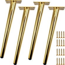 12 Inch Gold Metal Furniture Legs Set of 4, Heavy Duty Support, Gold Plated Finish for Sofa Cabinet Table