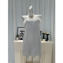(Blue,L)Abito da notte bambina estivo petali di fiori con tessuto traspirante seta ghiaccio per abbigliamento casa giovanile