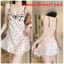(Pink,M)Camicia da notte traspirante in seta ghiaccio con scollo a V e taglio smanicato per rilassarsi a casa o in hotel