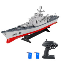 1:390 Scale RC Battleship Warship Boat with Dual Motors, 2.4GHz Control, Waterproof Hull and Two Batteries