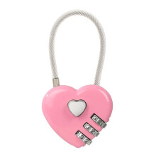 Heart Shaped 3 Digit Combination Padlock Pink Zinc Alloy Keyless Lock for Luggage Drawers Jewelry Box