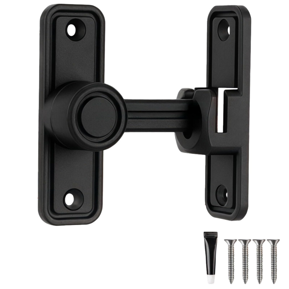 Sliding Barn Door Lock Black Gate Latch Kit, Onemotion Flip, Drill, 90/180 Dual Mode 9330225345060