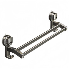 Suction Cup Towel Rack with Dual Rods, NoDrill Wall Mounted Bathroom Towel Bar, Strong Suction Holder
