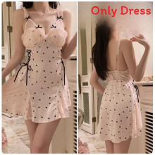 (Pink,XXL)Satin Short Dress With V Neck And Elasticity For Sleep Bath And Leisure Activities