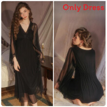 (Black,M)Abito da donna lungo con materiale nylon e design traspirante salotto per