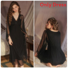 (Black,XL)Abito da donna lungo con materiale nylon e design traspirante salotto per