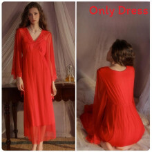 (Red,XL)Abito da donna lungo con materiale nylon e design traspirante salotto per