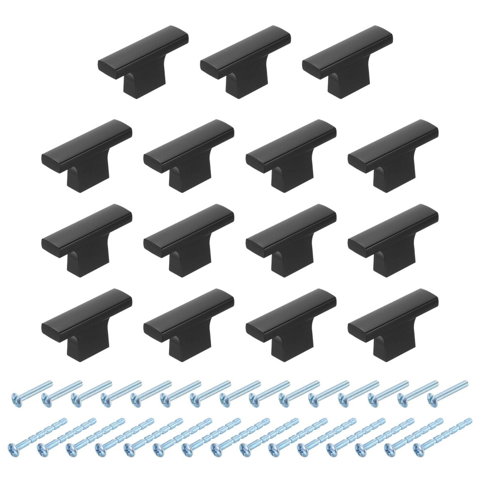15Pcs Black Aluminum Cabinet Handles 50Mm Modern Square Bar Drawer Pulls For Kitchen Dresser 9330225345152