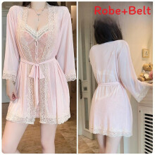 (PinkRobeBelt,OneSize)Lounge Velvet Short Sleep Dress With Elasticity And Backless Design For Home And Hotel