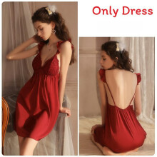 (Maroon,XL)Abito da notte donna in raso con gonna corta ed elastico aderente per dormire tempo libero e