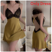 (GrassGreenSleepwear,L)Satin Women Sleep Gown With Vneck And Elastic Fit For Comfortable Sleep Night