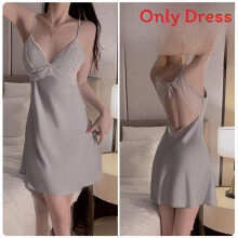 (SkyBlueSleepwear,XXXL)Satin Women Sleep Gown With Vneck And Elastic Fit For Comfortable Night Sleep