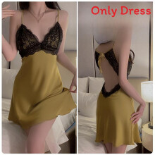 (GrassGreenSleepwear,XL)Satin Women Sleep Gown With Vneck And Elastic Fit For Comfortable Sleep Night