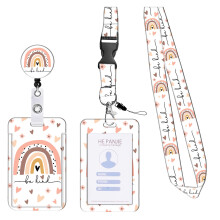 Support de badge imperméable en PVC avec-amour arc-en-ciel