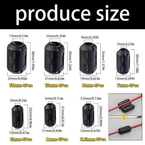 35Pcs Universal Clip On Ferrite Rings Toroidal Cores Ferrite 2
