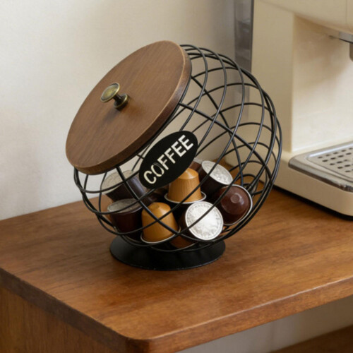 Round Coffee Holder Iron Storage Rack For Kitchen And Office 1