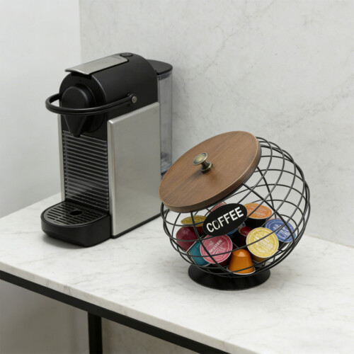 Round Coffee Holder Iron Storage Rack For Kitchen And Office 2