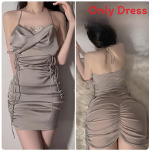 (Gray,XXXL)Satin Nightgown For Women With Lace Trim And V Neck Sleeveless Short Dress For Relaxation Sleep And