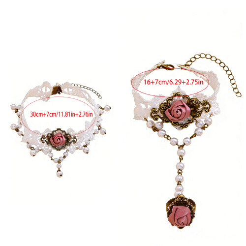 Zartes Barock-inspiriertes Perlen-Spitzen-Schmuckset,-A 1