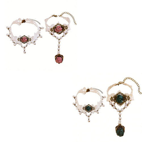 Zartes Barock-inspiriertes Perlen-Spitzen-Schmuckset,-A 2