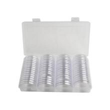 41mm Coin Capsules with Storage Box 60 Pcs Dust‑Resistant Transparent Coin Collection Organizer