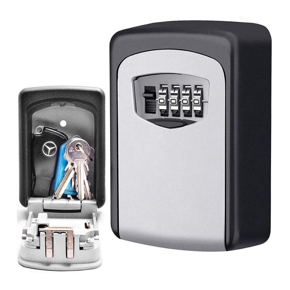 Outdoor Combination Key Lock Box With Weather Resistant Zinc Alloy Body, Wall Mounted 4 Digit Safe For Spare Keys 9073542014041